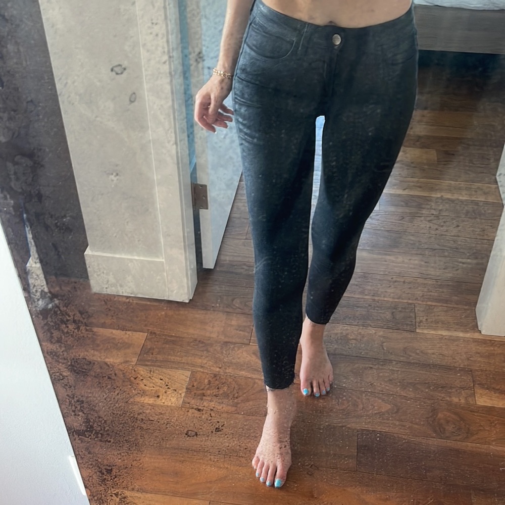L’Agence waxed navy blue skinny jeans ‘25’
